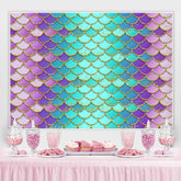 Lila Und Grün Waage Wenig Meerjungfrau Themenorientiert Hintergrund